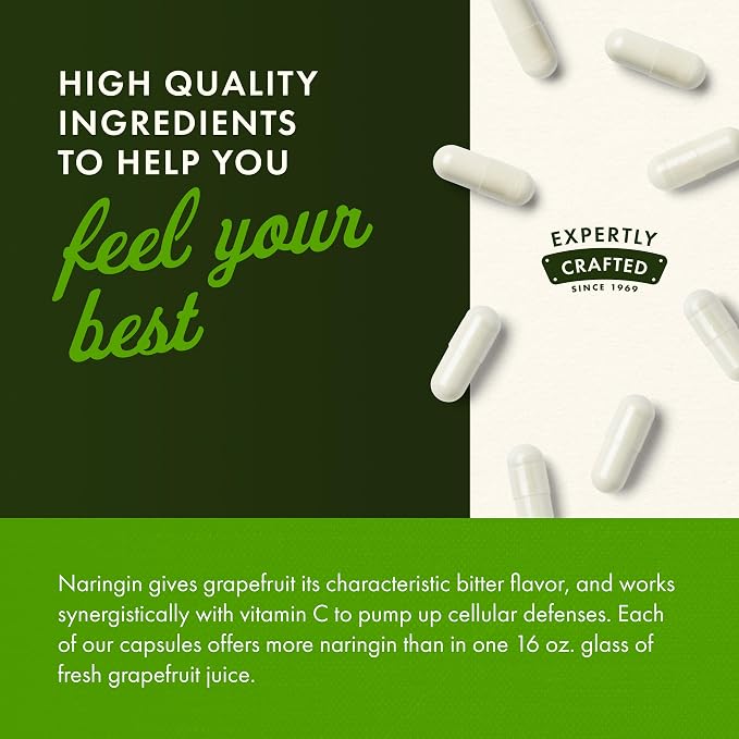 Swanson Naringin Citrus Bioflavonoid Antioxidant Supplement for Adults Seeking Enhanced Vitamin C Benefits - 500 mg (60 Capsules, 4 Pack)