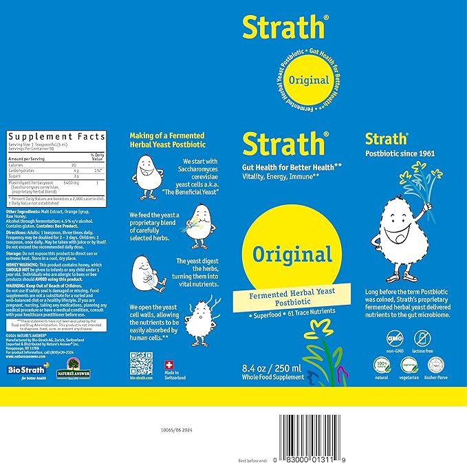 Strath Fermented Herbal Yeast Postbiotic - (8.4 Fl oz) Daily Nutritional Food Supplement Liquid | Supports Metabolism | Vegetarian | Lactose-Free | No Artificial Additives
