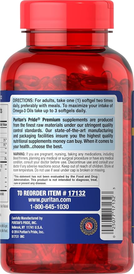 Puritan's Pride Omega-3 Fish Oil 1200 Mg, 180 Count