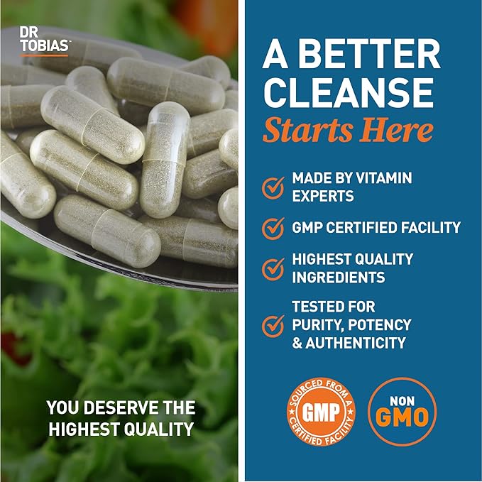 Dr. Tobias Colon Cleanse - Constipation Relief & Gut Health Support for Women & Men | 14 Day Colon Cleanser for a Gentle Colon Detox & Gut Flush - 28 Capsules (1-2 Daily)