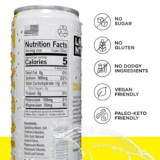LMNT Sparkling Electrolyte Drink - Lemonade Salt | 12-Count