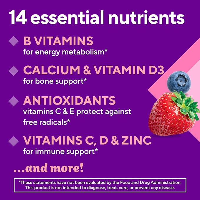 Vitafusion Women’s Sugar Free Daily Multivitamin Supplement,Keto Diet Friendly Adult Gummy Vitamin for Energy,Bone & Immune Support*,(Pack of 180)