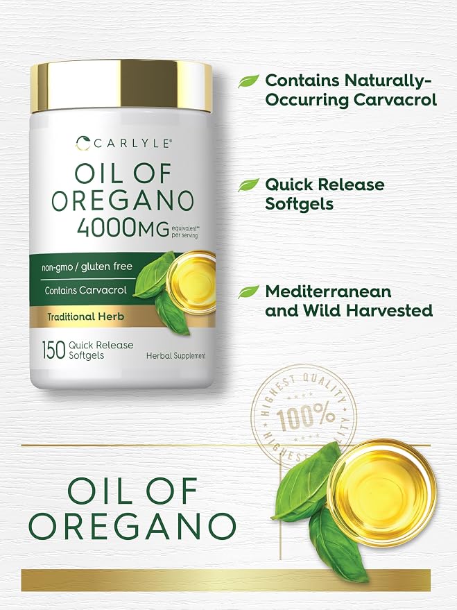 Carlyle Oregano Oil Supplement | 150 Softgel Capsules | Contains Carvacrol | Non-GMO & Gluten Free Formula