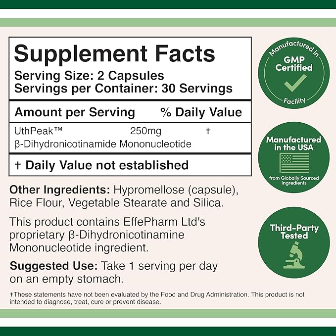 NMNH (NMN Supplement Alternative) Only Clinically Studied Ingredient - Boosts NAD+ Levels for Anti Aging and Cell Regeneration by Double Wood