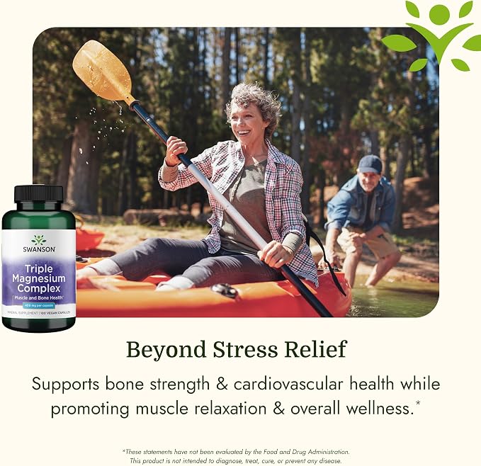 Swanson Triple Magnesium Complex - Mineral Supplement - Natural Support - Featuring Citrate, Oxide & Aspartate - (100 Capsules, 400mg Each, 2 Pack)