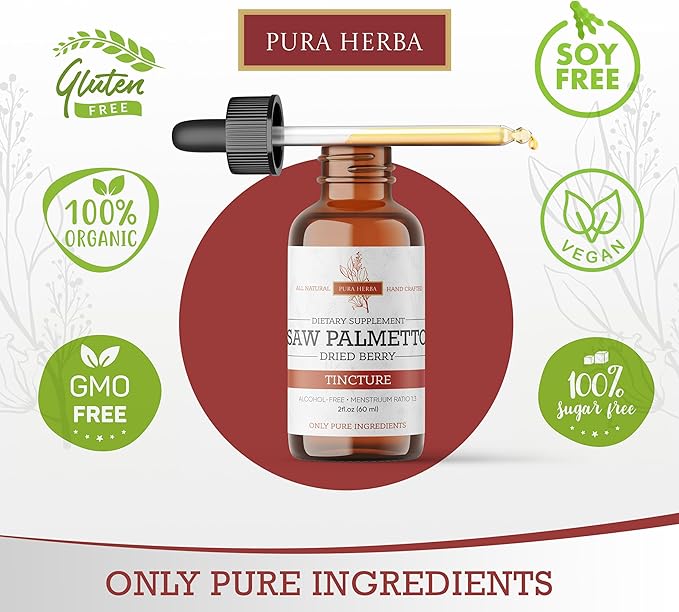 Saw Palmetto Tincture | Premium Alcohol-Free Herbal Extract from Saw Palmetto Berries | Liquid Botanical Supplement | Traditional Herbal Formula | Made in USA - 2 oz (60 ml)