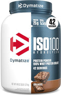 Dymatize ISO100 Whey Protein Powder Isolate, Fudge Brownie, 25g of Protein, 3 Pound, 5.5g BCAAs, Less Than 120 Cal., Gluten Free, 1g Fat, 1g Sugar, 2g Carb (42 Servings)
