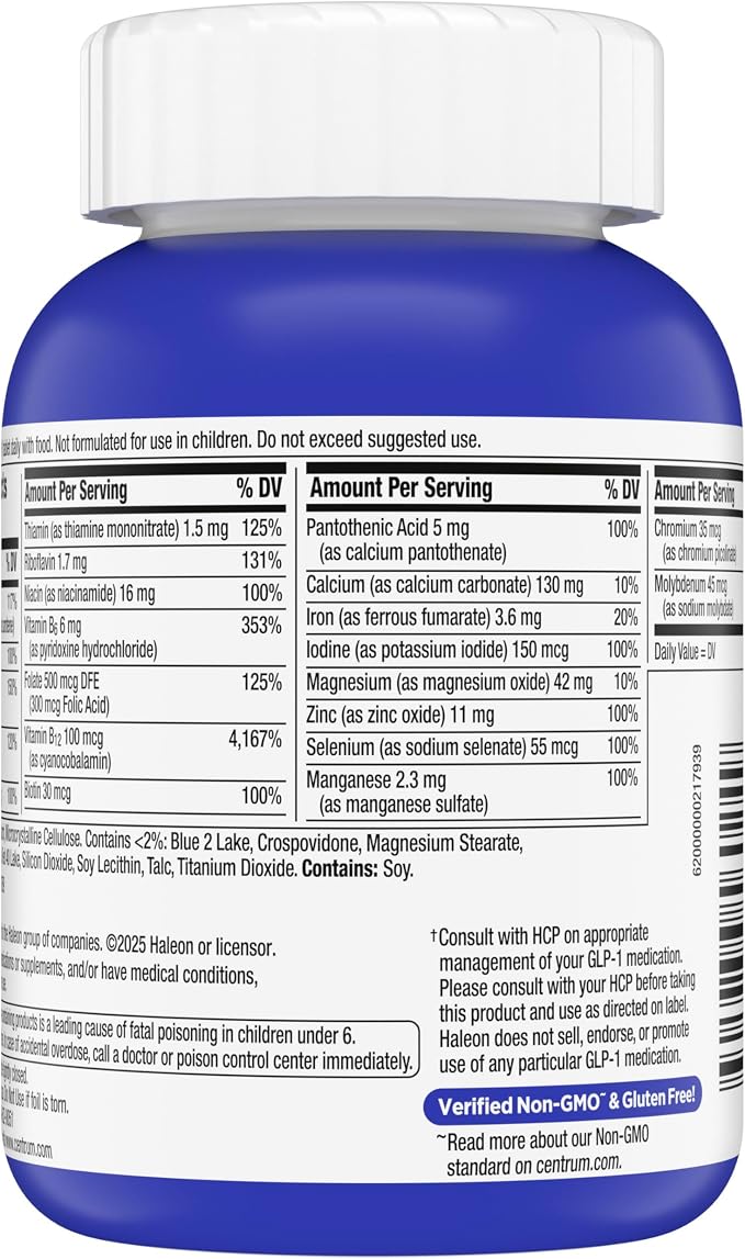 Centrum Nutrient Replenish GLP-1 Nutrition Support Multivitamin for Whole Body Health and Appearance - 180 Tablets, 6 Month Supply