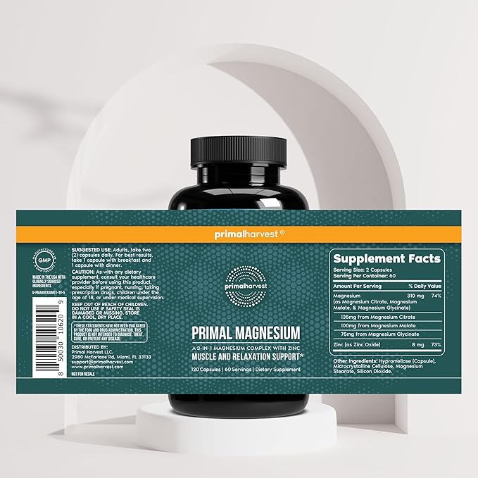 Magnesium & Vision Supplements for Women and Men by Primal Harvest - Vision and Eye Support Complex with Lutein, Zeaxanthin Bundle