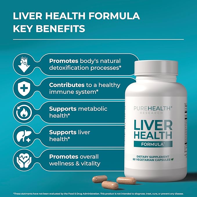 PUREHEALTH Research Liver Health – Liver Cleanse Detox & Repair Support Supplement- with Milk Thistle, Turmeric Powder, Dandelion, Artichoke, Beet Root, Ginger, L Cysteine HCL & More - 120 Capsules