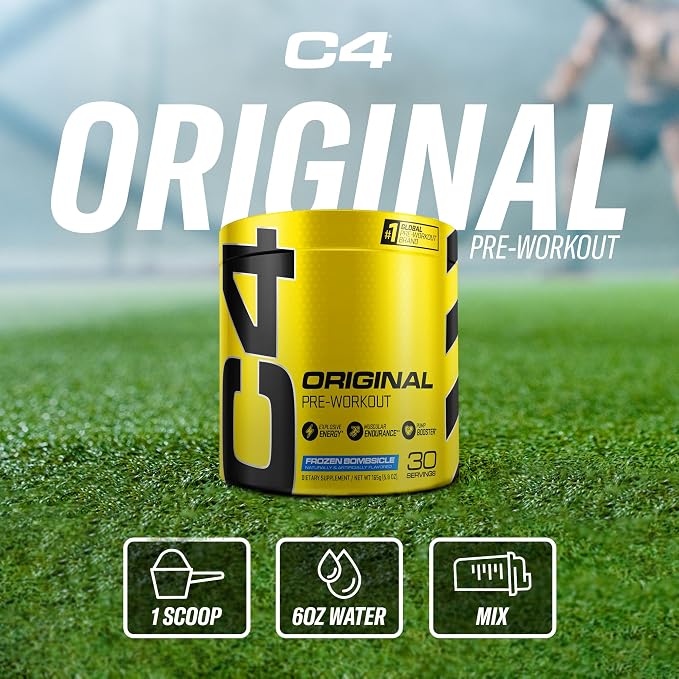C4 Original Pre-Workout Powder For Endurance, Focus & Performance with 150mg Caffeine, Beta-Alanine, Creatine, Sugar Free Pre-Workout for Men & Women, 30 Servings, Frozen Bombsicle