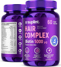 Hair Vitamin Complex with Biotin 5000mcg, Keratin, Selen, Zink | Hair Growth Supplement with Vitamin A, C, D, E, B12 | Hair, Skin & Nail Support Supplement for Women & Men | 60 Capsules