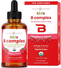 NutraChamps Vitamin B Complex for Kids, B1, B2, B3, B6, B7, B9 & Methyl B12, Kids B Complex Liquid Drops Supplement, Energy, Focus, Metabolism, Natural Berry, 120 Servings, 4 Month Supply