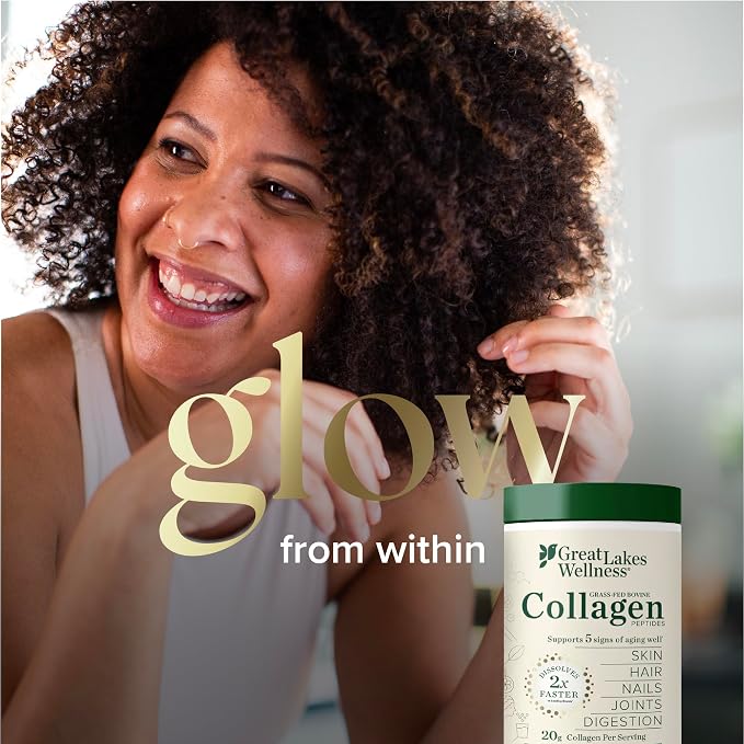 Great Lakes Wellness Collagen Peptides Powder – Supports Skin, Hair, Nails, Joints & Digestion – Hydrolyzed, Quick Dissolve, Non-GMO, Keto & Kosher – Unflavored, Pure Collagen Protein (20 Servings)