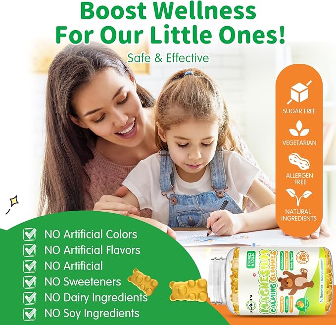 Magnesium Gummies for Kids - Magnesium Glycinate Gummies Supplement with L-Theanine, Vitamin B6, D3 for Adults & Kids, Calm Magnesium for Sleep, Relaxation, Brain, Bones,Sugar Free Pineapple 60ct