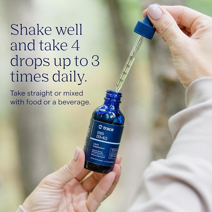 Trace Minerals | Liquid Ionic Vitamin D3 + K2 | 125 mcg (5,000 IU) D3, 100 mcg K2 | Concentrated Dietary Supplement | 2 fl oz. 296 Servings