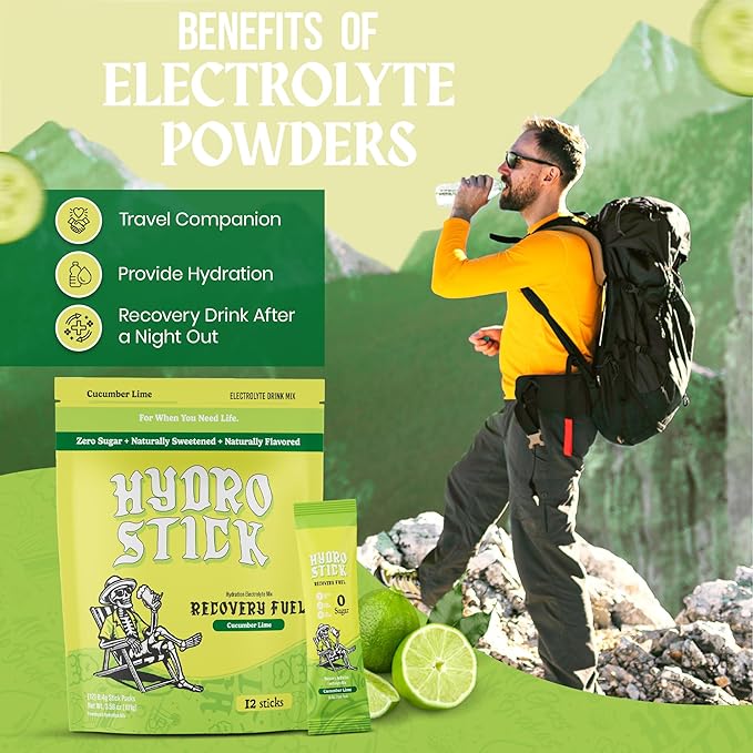 Electrolyte Powder Drink Mix | Glutathione, L-Theanine, Vitamins B6 & B12, Ginger & Magnesium for Hydration & Liver Health | Sugar-Free, All-Natural, Immune Support - Cucumber Lime | 12 Pack