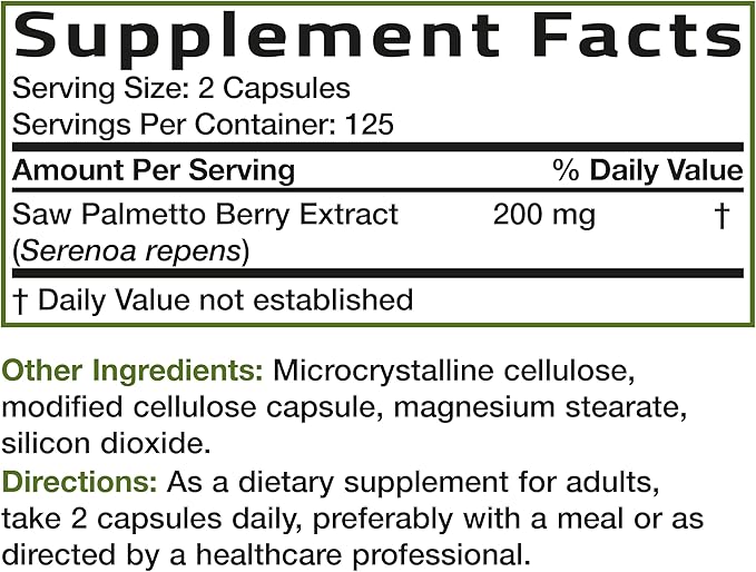 Bronson Saw Palmetto Extra Strength Supports Healthy Prostate Function & Urinary Health Support - Non GMO, 250 Vegetarian Capsules