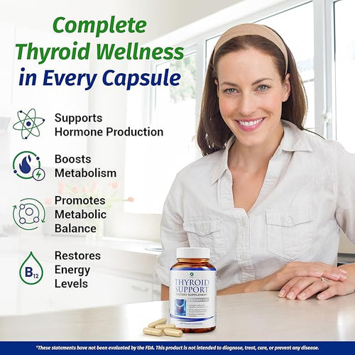 1 Body Thyroid Support Supplement + 60 Billion Probiotics for Men & Women