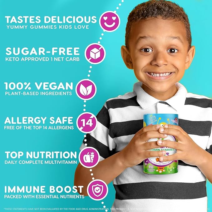 Nutracelle NUTRAMIN Sugar-Free, Allergen-Free 100% Vegan Gummy Multivitamins for Kids - Great Tasting Natural Gummies Your Kids Will Love - 60 Count Bottle