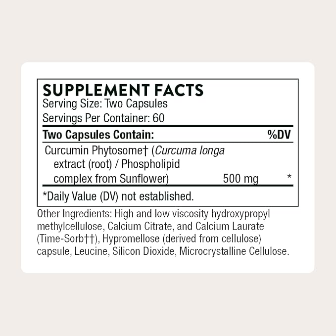 THORNE - Curcumin Phytosome 500 mg (Meriva) - Sustained Release, Clinically Studied - Supports Healthy Inflammatory Response in Joints, Muscles, GI Tract, Liver, Brain & Nerves* - 60 Servings