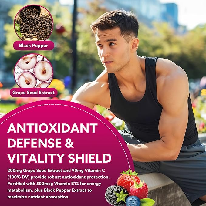 Beetroot Gummies - Beet Root for High Blood Pressure Supplements with Grape Seed Extract + CoQ10 + Black Pepper Extract + L-Citrulline + Vitamin C B12 Ultimate Heart for Blood Flow & Energy, 60 Count