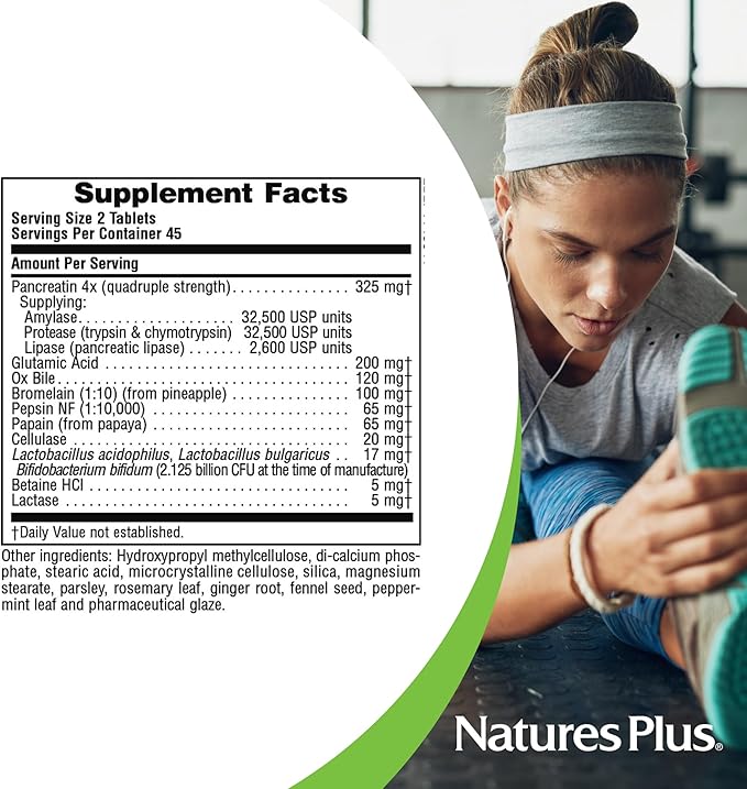 NaturesPlus Ultra-Zyme - 90 Tablets - Enzyme Supplement to Support Healthy Digestion - Gluten Free - 45 Servings