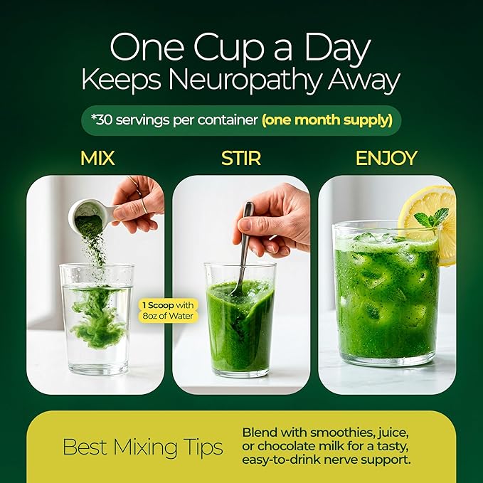 The Nerve Brand Neuropathy Superfood Blend, Greens Powder with R Alpha Lipoic Acid & Lions Mane for Nerve Support, Citrus Breeze, 30 Servings