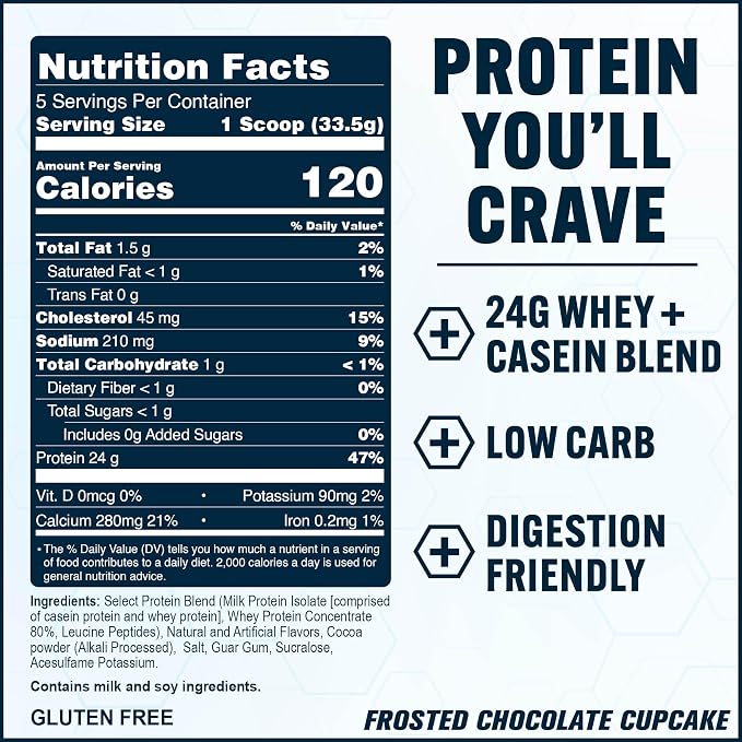 PEScience Select Protein Powder, Whey and Casein Blend, Lean Protein Powder for Women and Men, Low Calorie, Low Carb, Keto Friendly, Gluten Free, Frosted Chocolate Cupcake - 5 Servings