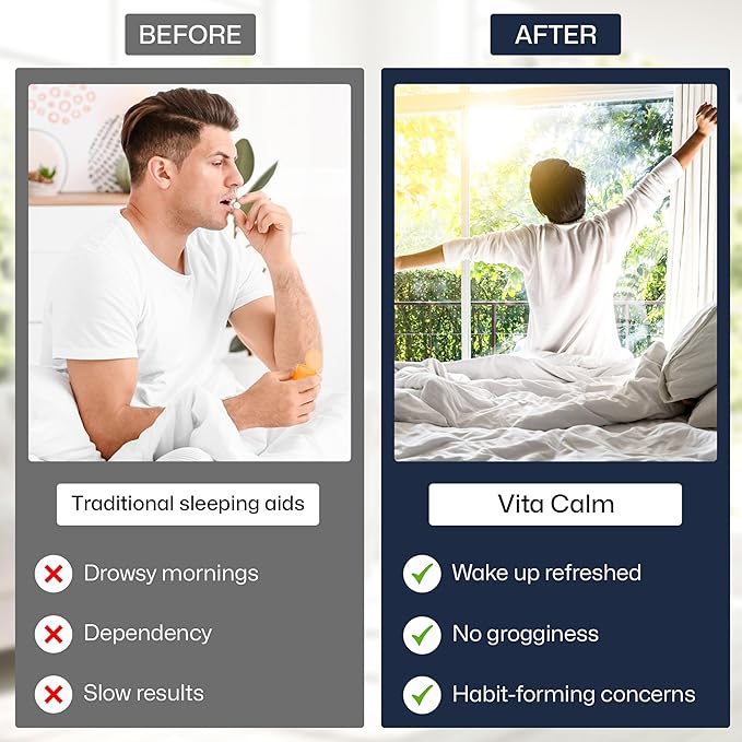 Vita Calm Sleep Aid (寧心) – Natural Herbal Supplement with Lingzhi Mushrooms – Supports Relaxation and Better Sleep – Non-Addictive Formula for Stress Relief and Improved Sleep Quality – 60 Capsules