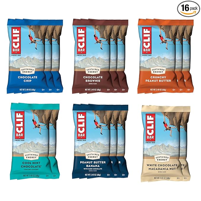 CLIF BAR - Energy Protein Bars - Variety Pack - 6 Flavors - Made with Organic Oats - Energy Bars - Non-GMO - (16 Pack)