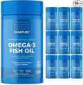 OMAPURE Wild Caught Omega-3 Supplements with High EPA & DHA (10 Bottles, 120 Softgels) - Burpless Formula Supports Heart & Joint Health, Promotes Brain Function