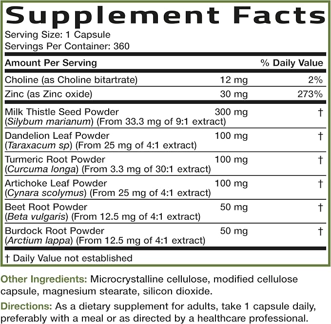 Bronson Liver Detox Advanced Detox & Cleansing Formula Supports Health Liver Function with Milk Thistle, Dandelion Extract, Turmeric, Artichoke Leaf & More, Non-GMO, 360 Vegetarian Capsules