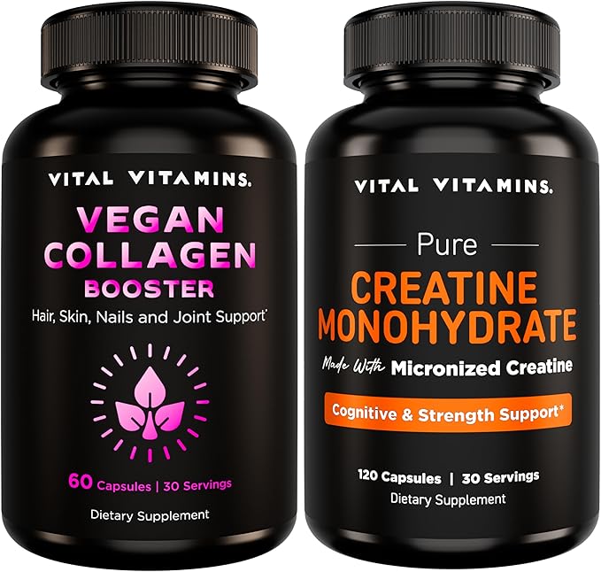 Vital Vitamins Vegan Collagen Booster 60 ct + Creatine Capsules 120 ct
