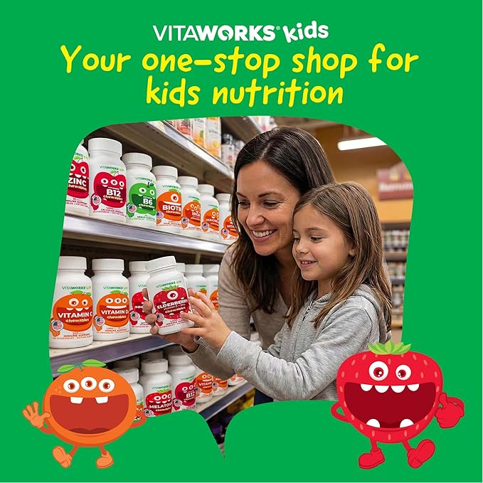 Kids Vitamin B6 Chewable Tablets - 20mg - Great Tasting Green Apple Flavor - Vegan, Non-GMO, Gluten Free, Kosher Vit B6 (Pyridoxine) - Supports Energy & Brain Function - 120 Chewable Tablets