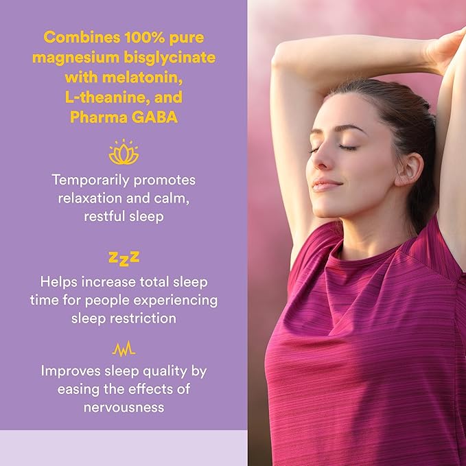 Natural Factors Stress-Relax Nighttime Magnesium Bisglycinate - Supports Sleep & Relaxation* - with Melatonin, L-Theanine & GABA - Tropical Flavor - 4.23 oz