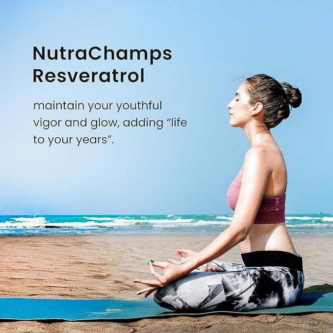 NutraChamps Resveratrol Supplement, Extra Strength Formula for Healthy Aging, Immune Support, 60 Vegan Capsules with Trans-Resveratrol, Green Tea Leaf, Acai Berry & Grape Seed Extract (Pack of 2)