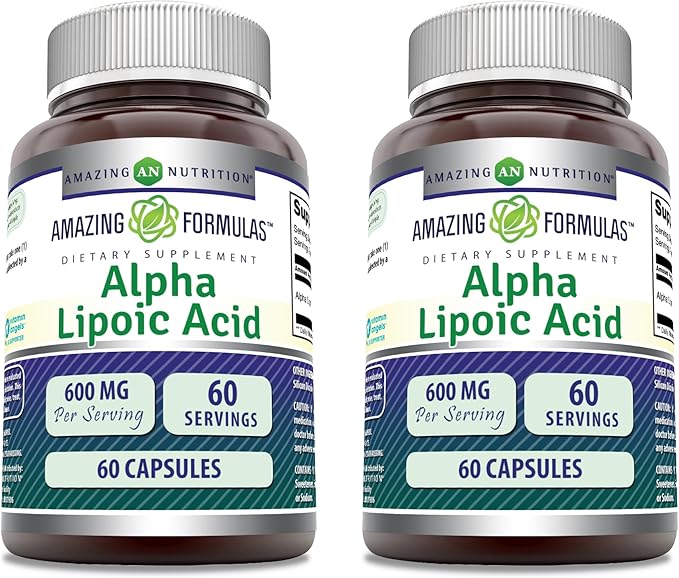 Amazing Formulas Alpha Lipoic Acid | 600 Mg Per Serving Supplement | Capsules | Non-GMO | Gluten Free | Made in USA (60 | 2 Pack)