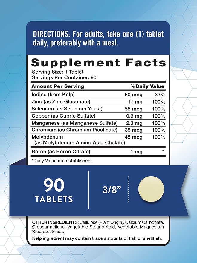 Nature's Truth Trace Minerals Supplement with Iodine | 90 Tablets | Enhanced Mineral Booster | Non-GMO & Gluten Free Supplement