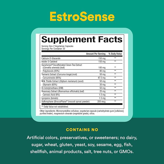 WomenSense EstroSense by Natural Factors, Natural Supplement to Support Estrogen and Hormone Balance During PMS or Menopause, Vegan, Non-GMO, 60 Capsules