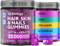 Biotin Gummies for Hair, Skin and Nails - Hair Growth Vitamins for Women & Men - Hair Loss Gummy Supplement with Extra Strength Biotin (Vitamin B7), Collagen, Keratin & DHT Blocker - 60 Chewable Bears