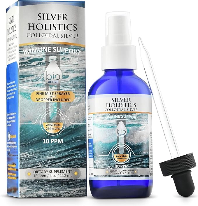 Colloidal Silver Liquid Spray | 10 PPM Ionic Silver | 4 oz Glass Bottle by Silver Holistics