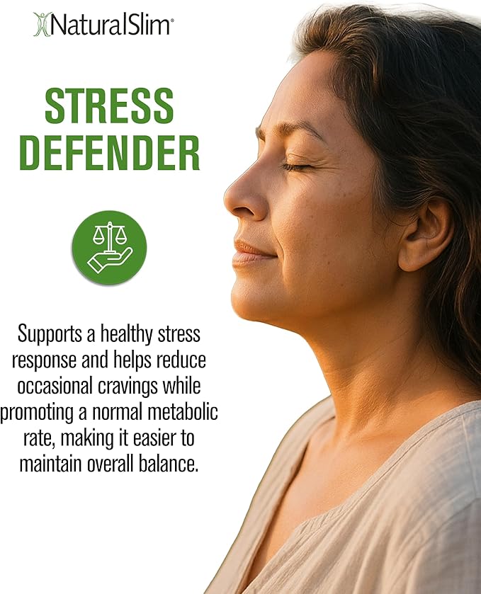 NaturalSlim Stress Relief Supplement - Stress Defender, High Cortisol Reducer, Control Cravings, Sleep & Metabolism Support with Vitamin B5 Pantothenic Acid & L Tyrosine 180 Vegetable Capsules 2 Pack