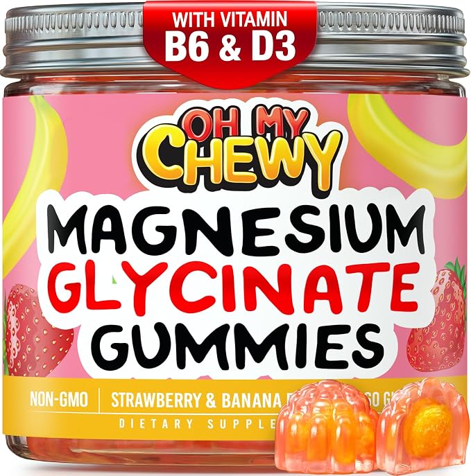 Center-Filled Magnesium Glycinate Gummies 400MG - High Absorption for Kids, Teens & Adults - Supplement for Sleep, Calm & Muscle Relaxation with B6 & D3 - Gluten Free & Vegan Friendly - 120 Count