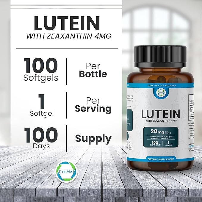 Lutein 20mg with Zeaxanthin 4mg – Eye Health Supplement for Vision Clarity, Blue Light Filtering & Macular Health – Antioxidant Formula for Daily Retinal Wellness – 100 Softgels
