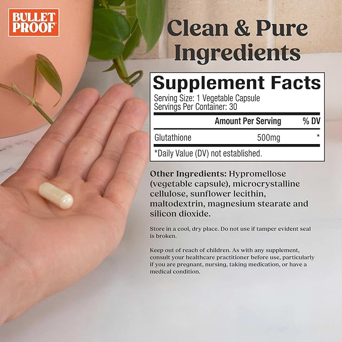 Bulletproof Liposomal Glutathione Force Antioxidant Capsules, 30 Count, Supplement for Liver & Immune Support, 30 Servings