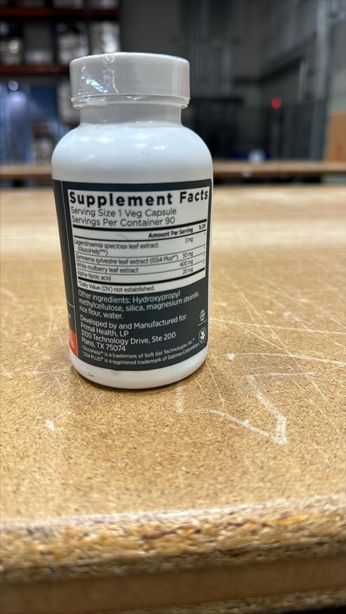 Primal Labs GlucoBurn Support Supplement with White Mulberry Leaf Extract and Alpha Lipoic Acid, 90 Veg capsules