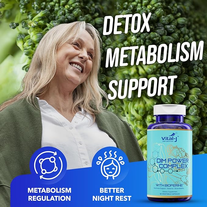 4-in-1 DIM Potent Complex 300mg - Estrogen Balance and Metabolism, Energy & Menopause Support Supplement with Bioperine (x4), Calcium and Broccoli Extract - for Women and Men 30 Servings
