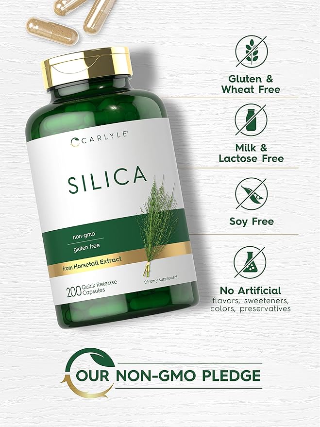 Carlyle Silica Supplement Capsules | 200 Count | from Horsetail Extract | Non-GMO & Gluten Free