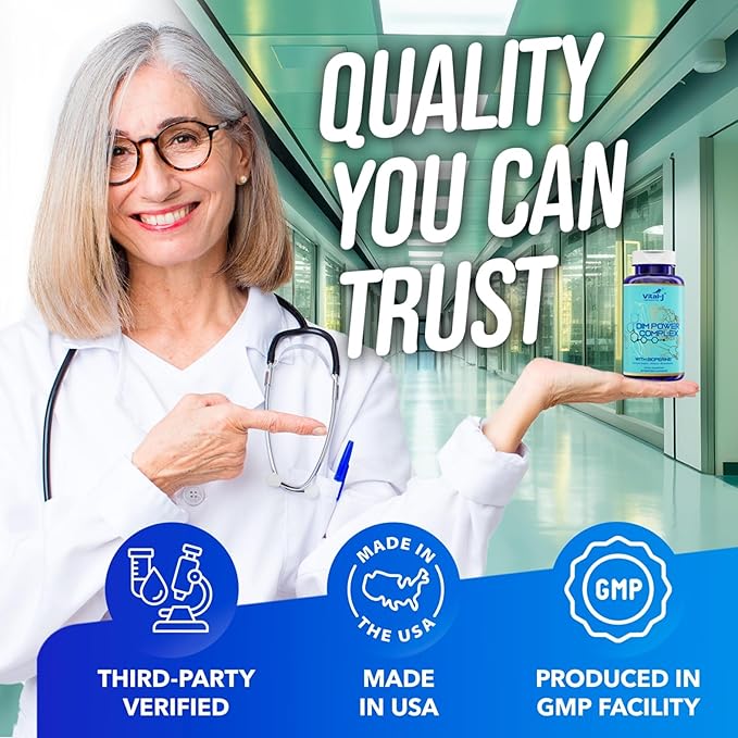 4-in-1 DIM Potent Complex 300mg - Estrogen Balance and Metabolism, Energy & Menopause Support Supplement with Bioperine (x4), Calcium and Broccoli Extract - for Women and Men 30 Servings